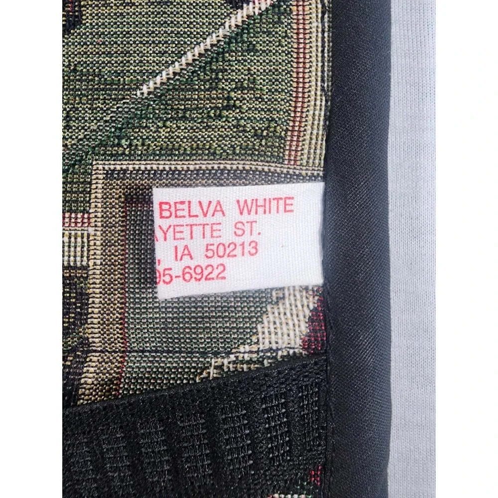 Designs by Belva White Chair Cover Green Vintage Handmade Golf Tapestry Grandpa